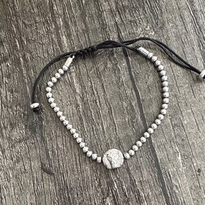 Versus By Versace Silver Adjustable Beaded Lion Charm Bracelet NWOT